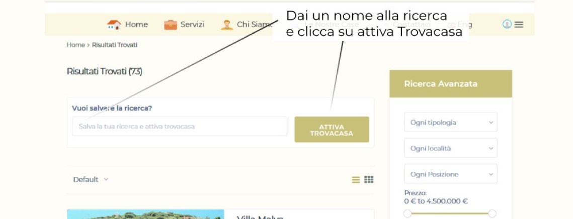 schema su come attivare trovacasa